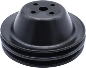 1 PC SHLPDFM Pulley Black Steel SWP 5/8" Double-Groove Short Water Pump Pulley Compatible with Small Block Chevy SBC 262 265 267 283 302 305 307 327 350 400