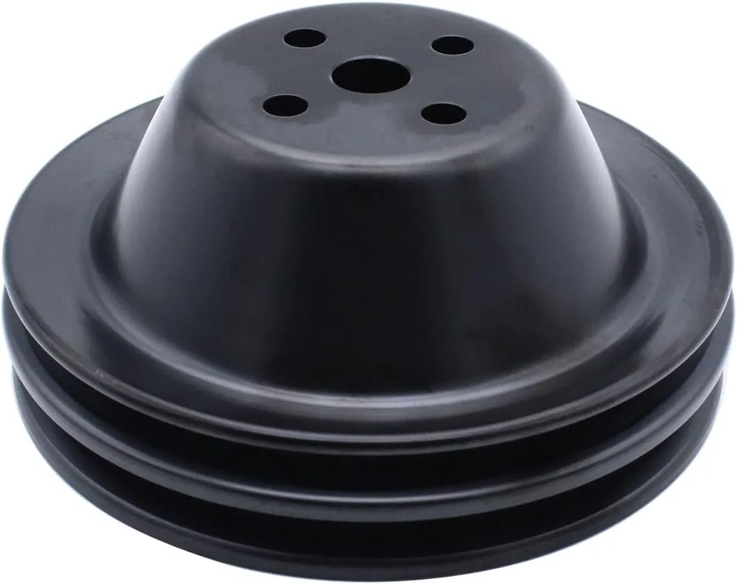 1 PC SHLPDFM Pulley Black Steel SWP 5/8" Double-Groove Short Water Pump Pulley Compatible with Small Block Chevy SBC 262 265 267 283 302 305 307 327 350 400