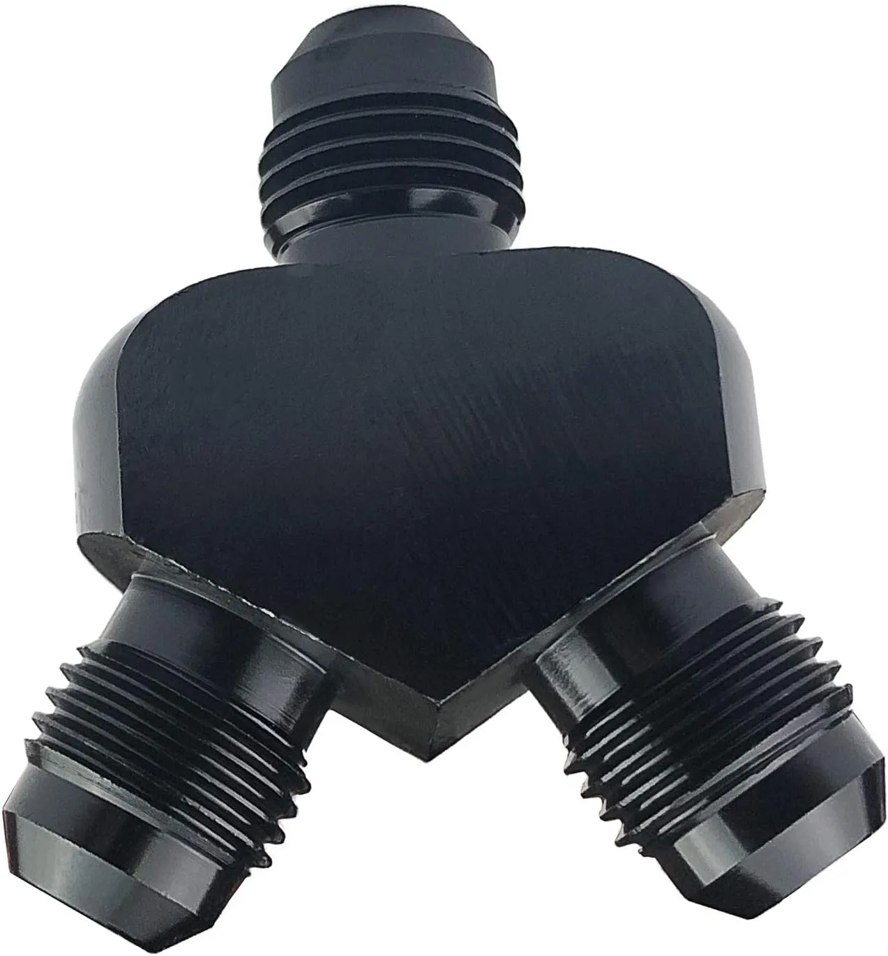 10AN Y Block Flare Fitting Adapter Union Splitter AN 10 Male Y Block Fuel Pump Adapters Aluminum 3 x 10AN Male Flare Thread Y Black