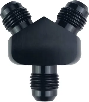 10AN Y Block Flare Fitting Adapter Union Splitter AN 10 Male Y Block Fuel Pump Adapters Aluminum 3 x 10AN Male Flare Thread Y Black