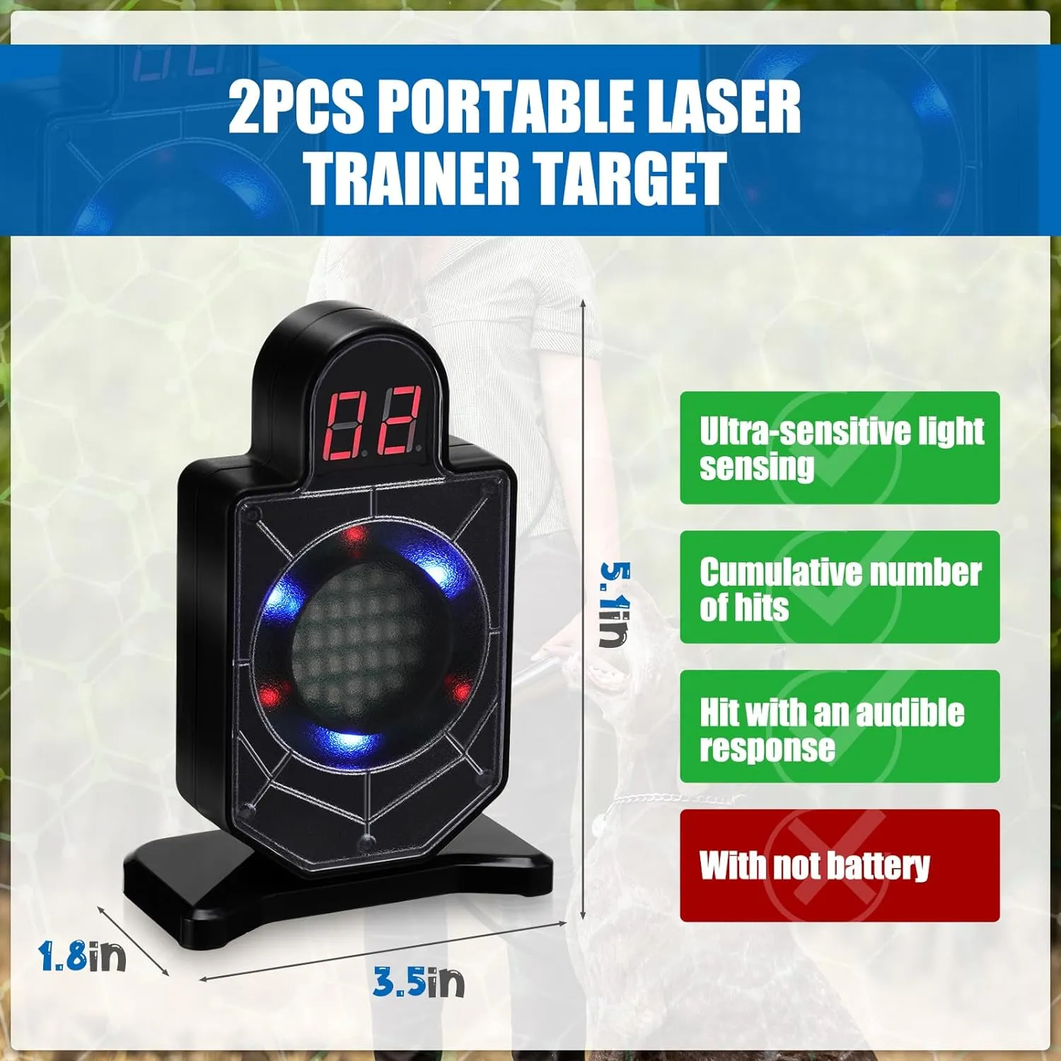 2 Pcs Dry Fire Laser Training System Portable Trainer and Counting Laser Targets for Dry Fire Shooting Practice