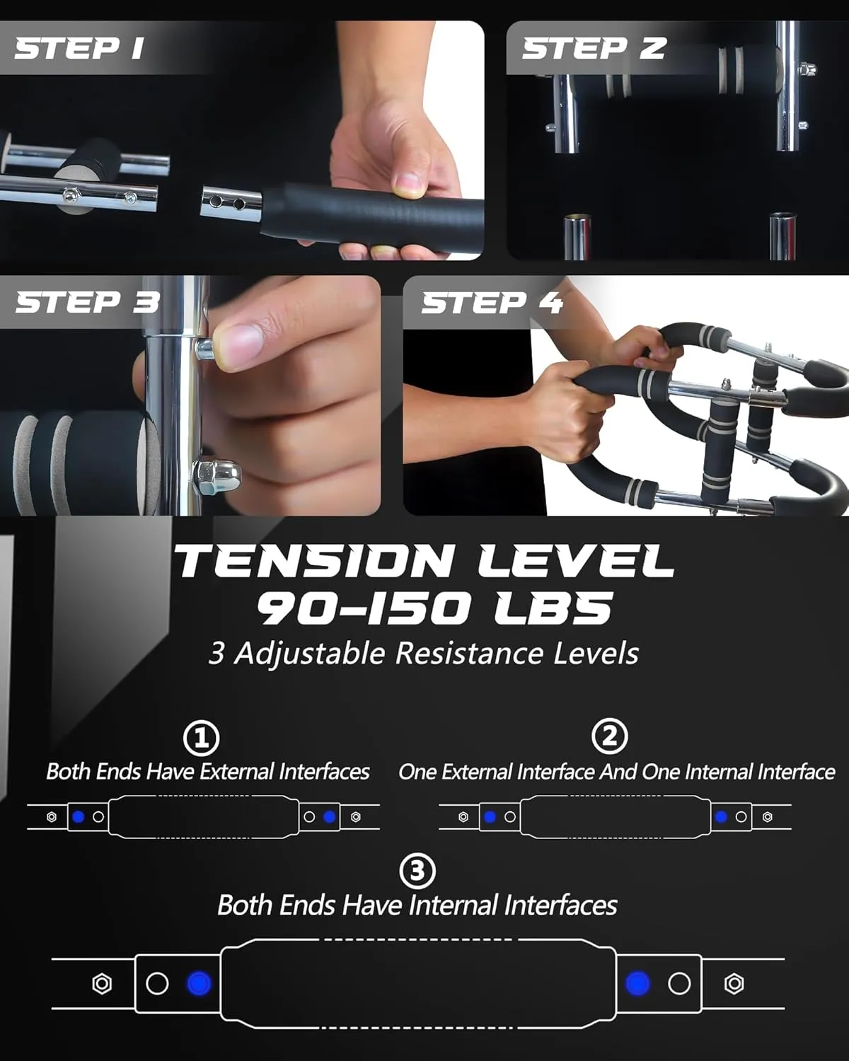 2025 Pro Saker Twister Arm Trainer, Adjustable Power Twister Bar, Chest Shoulder Arm Workout Equipment, Portable Detachable Upper Body Fitness Machine for Home & Gym