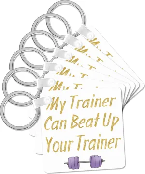 3dRose, My Trainer Can Beat Up Your Trainer - Funny Fitness Saying, Key Chain