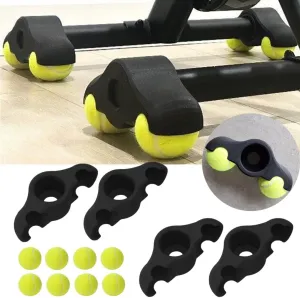 4pcs Indoor Bike Trainer Stand Rocker Feet Adapters with 8pcs Tennis Balls, for Indoor Bicycle Trainer Training Stationary Bikes, Stability Accessories for Smart Bike Resistance Trainer
