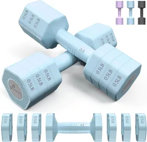 Adjustable Dumbbells Hand Weights Set: Sportneer 4 In 1 Weight Each 2lb 3lb 4lb 5lb Free Weights Dumbbells Set for Women Fast Adjust Dumbbell Set for Men Home Gym Workout Strength Training Exercise