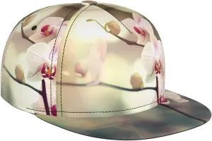 an Orchid. Outdoor Sports Baseball Cap, Daily Sports Adjustable Fashionable Flat Brim hat, Unisex Four-Season Outdoor Sports Cap, Black