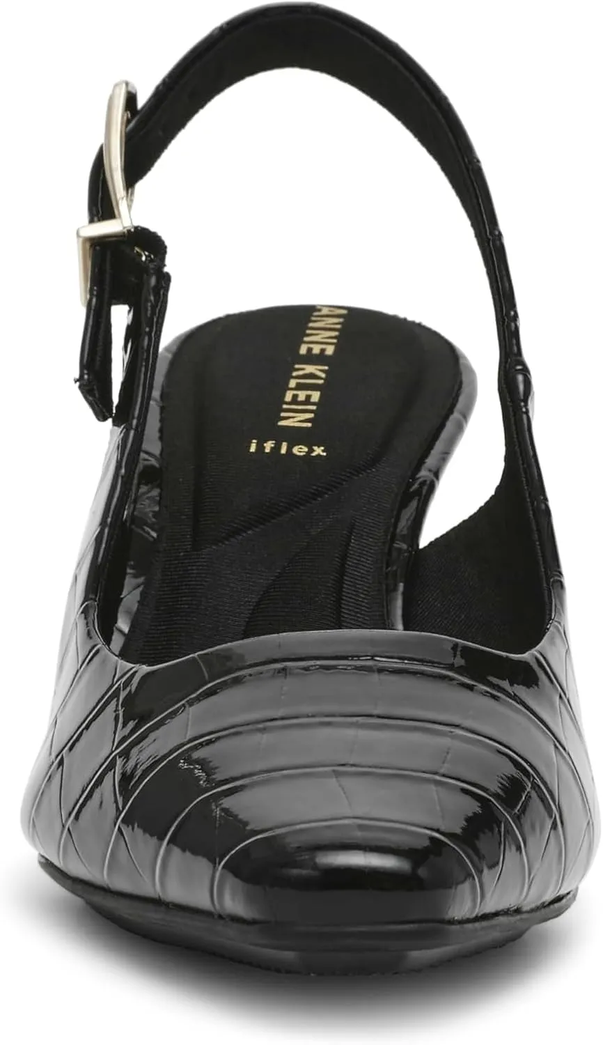 Anne Klein Womens Snake Print Slingback Heels