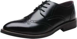 ANUFER Mens British Style Wingtip Brogue Dress Shoes Elegant Pointed Toe Derbies