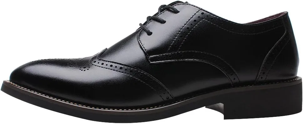 ANUFER Mens British Style Wingtip Brogue Dress Shoes Elegant Pointed Toe Derbies