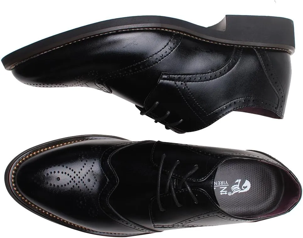 ANUFER Mens British Style Wingtip Brogue Dress Shoes Elegant Pointed Toe Derbies