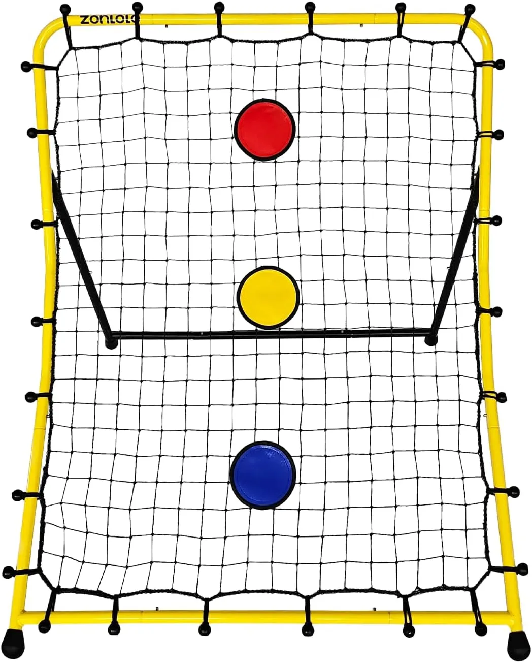 Baseball & Softball Rebounder Net with Three Circular Target Zones in Red/Yellow/Blue, Portable Pitching Return Trainer,Three Angles Without Adjusting, Suitable for Kids