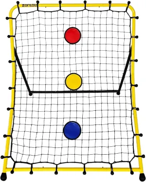 Baseball & Softball Rebounder Net with Three Circular Target Zones in Red/Yellow/Blue, Portable Pitching Return Trainer,Three Angles Without Adjusting, Suitable for Kids
