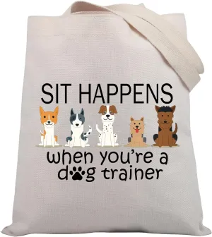 BDPWSS Dog Trainer Tote Gift Bag - Travel Pouch for Dog Lovers, Sit Happens