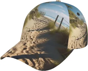Beach Themed Baseball Caps for Men Women Low Profile Golf Dad Hat Adjustable Snapback Hat Washed Ball Cap Black