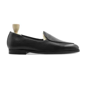 Bespoke Men's Pebbel Grain Leather Black Loafer