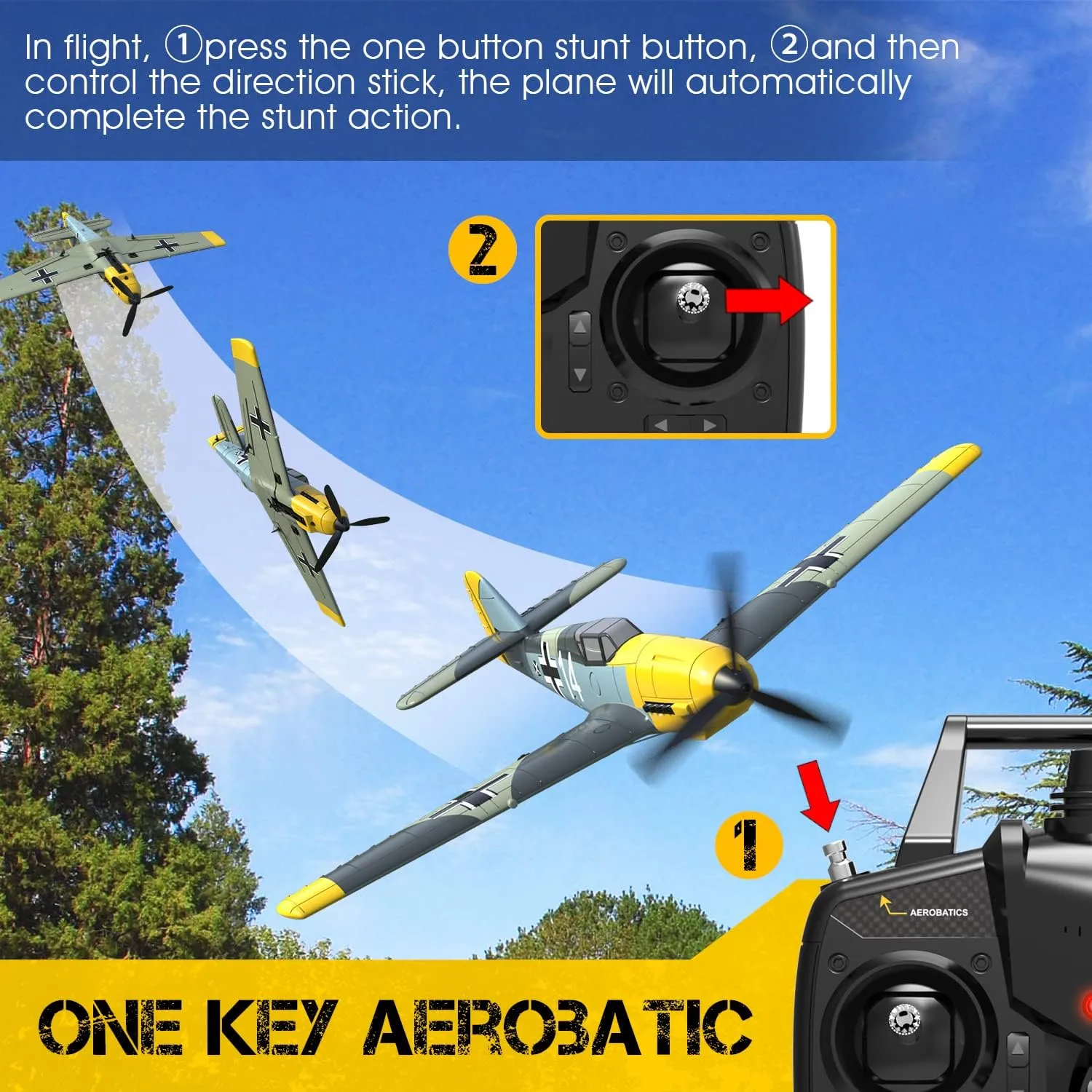 BF109 RC Airplane 2.4Ghz 4CH Remote Control Aircraft Ready to Fly 761-11 Radio Controlled Plane for Beginners with Xpilot Stabilization System,One Key Aerobatic