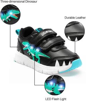 Boys Girls Cartoon Light up Shoes Children Dinosaur Sparkling Sneakers Sport Trainer for Little Kids Toddlers