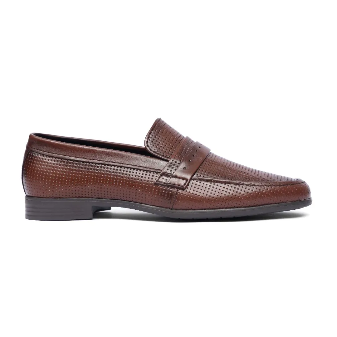 Brasilia - Men's Brown Pebble Grain Leather Loafer - LS-11