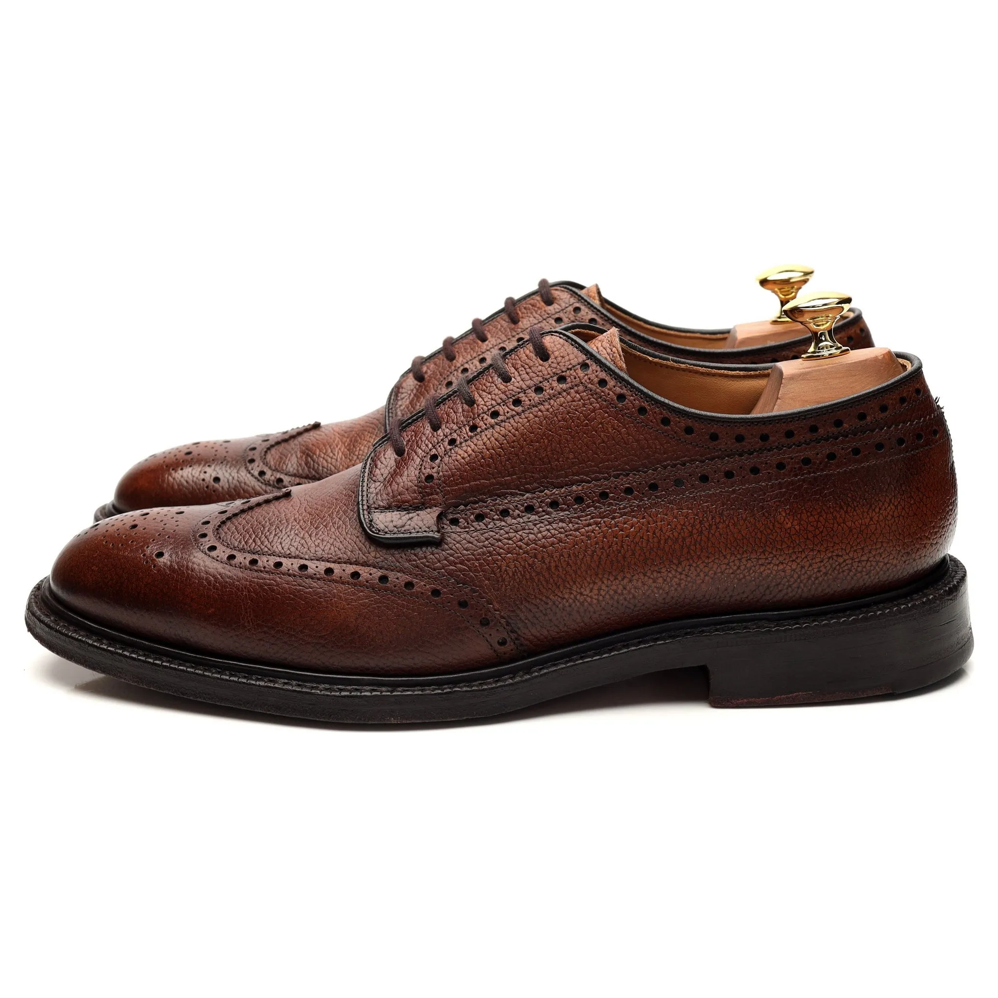 'Brookland' Brown Grain Leather Derby Brogue UK 9.5 F