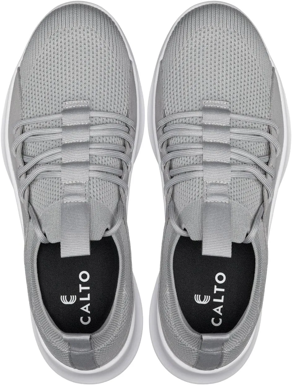 CALTO Men's Invisible Height Increasing Elevator Shoes - Ultra Lightweight Sporty Sneakers - 2.4 Inches Taller