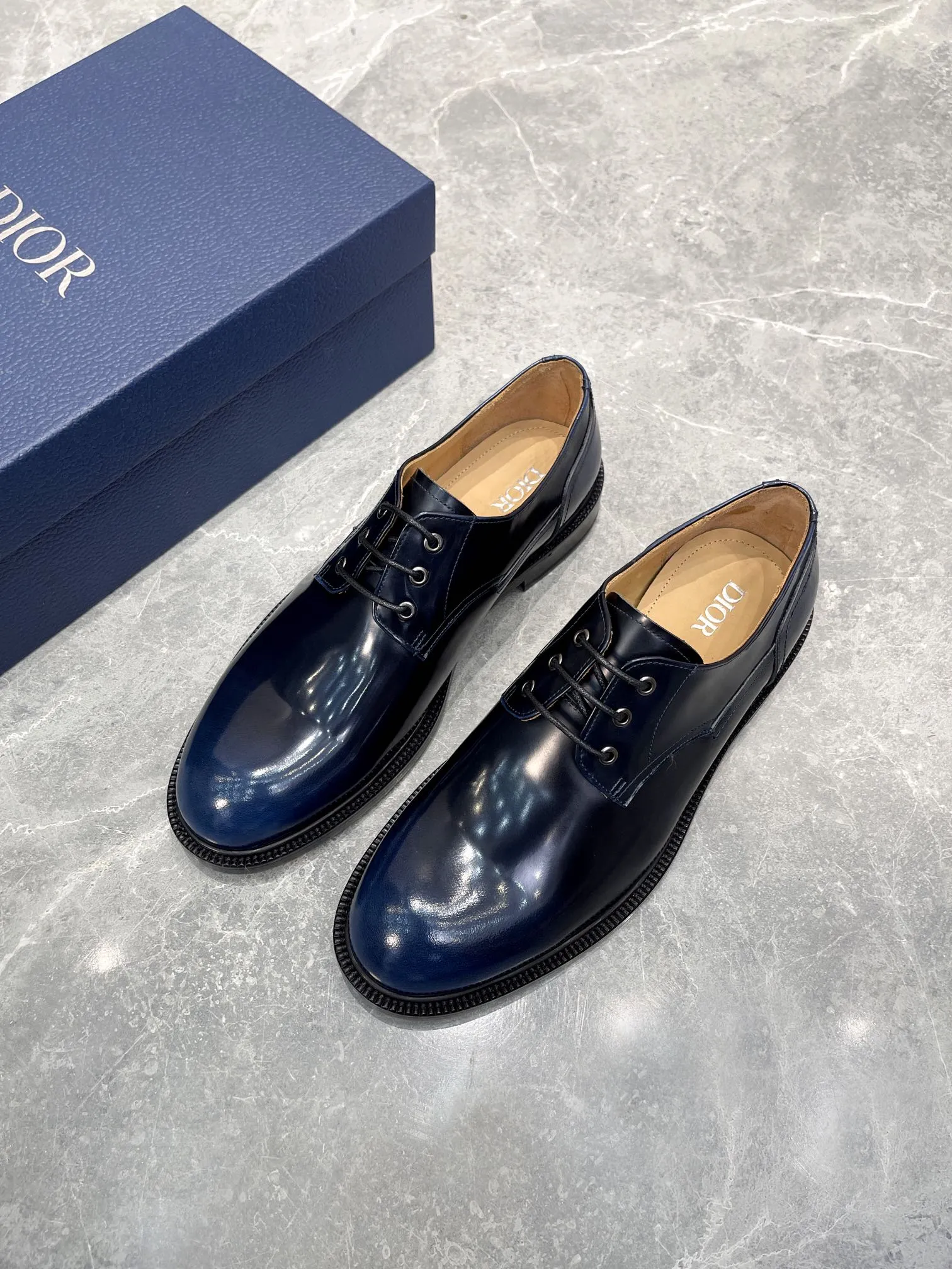 CD HOMME LOAFER NAVY POLISHED CALFSKIN