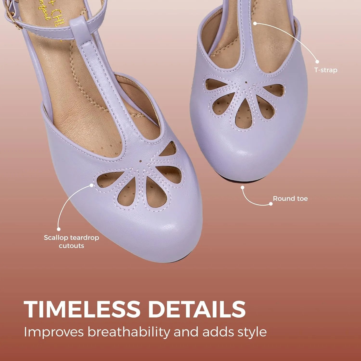 Chase & Chloe Women Mary Jane Oxford Pumps - Cute Low Kitten Heels - Retro Round Toe Shoe with Ankle Strap