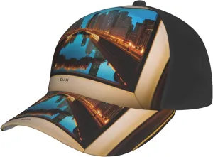 Chicago Reflected Print Baseball Cap for Men and Women – Curved Brim, Perfect for Outdoor, Sports, Travel, and Four Seasons Black