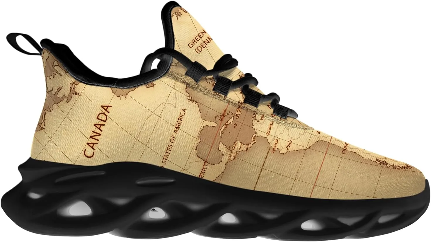 Ciadoon World Map Shoes for Women Men Road Running Walking Tennis Athletic Lightweight Sneakers World Flag Shoes Gifts for Men Women