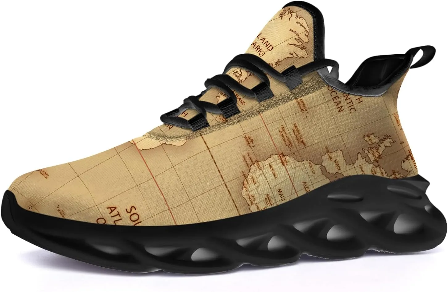 Ciadoon World Map Shoes for Women Men Road Running Walking Tennis Athletic Lightweight Sneakers World Flag Shoes Gifts for Men Women