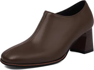 Classic Oxford Derby Women Square Toe Block Heel