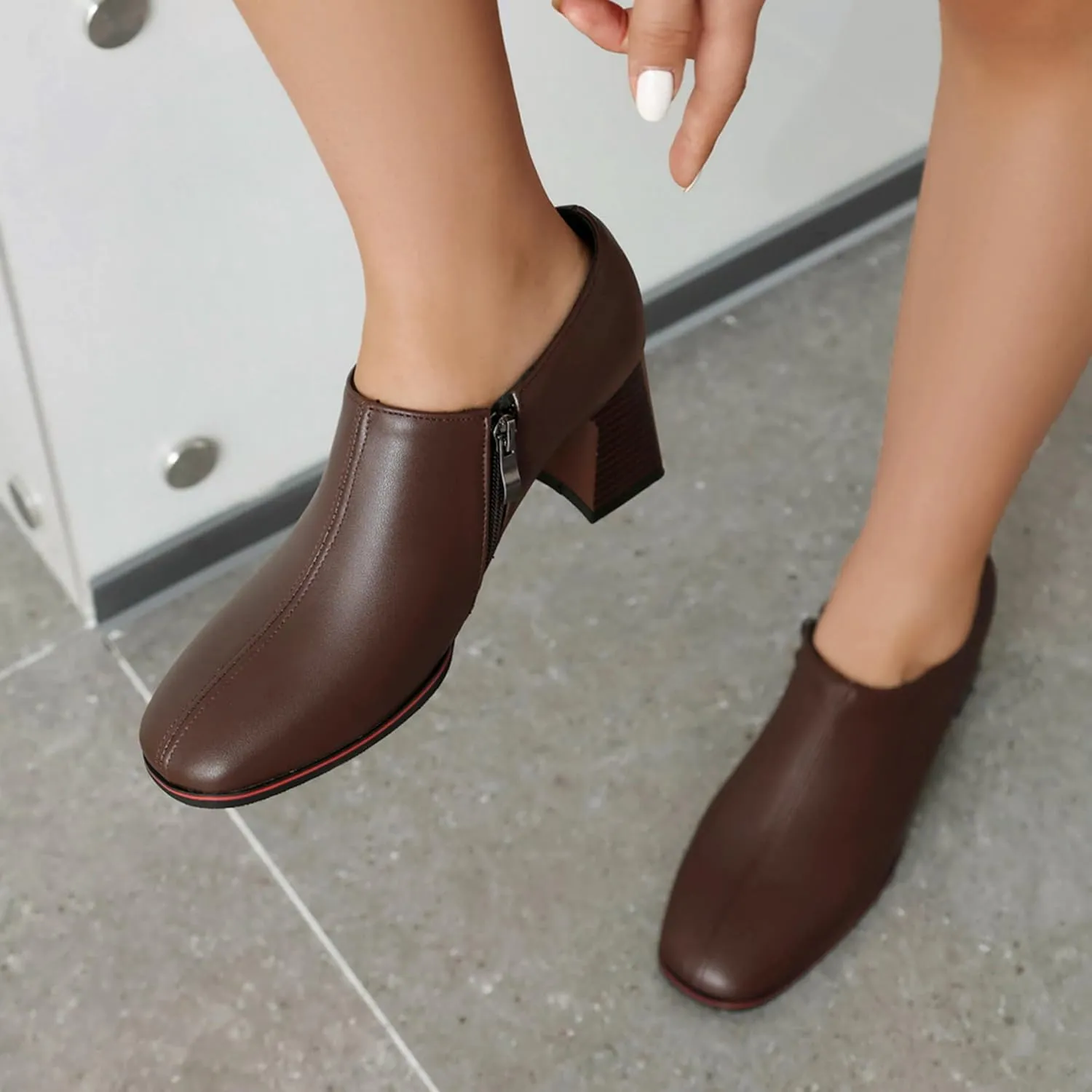 Classic Oxford Derby Women Square Toe Block Heel