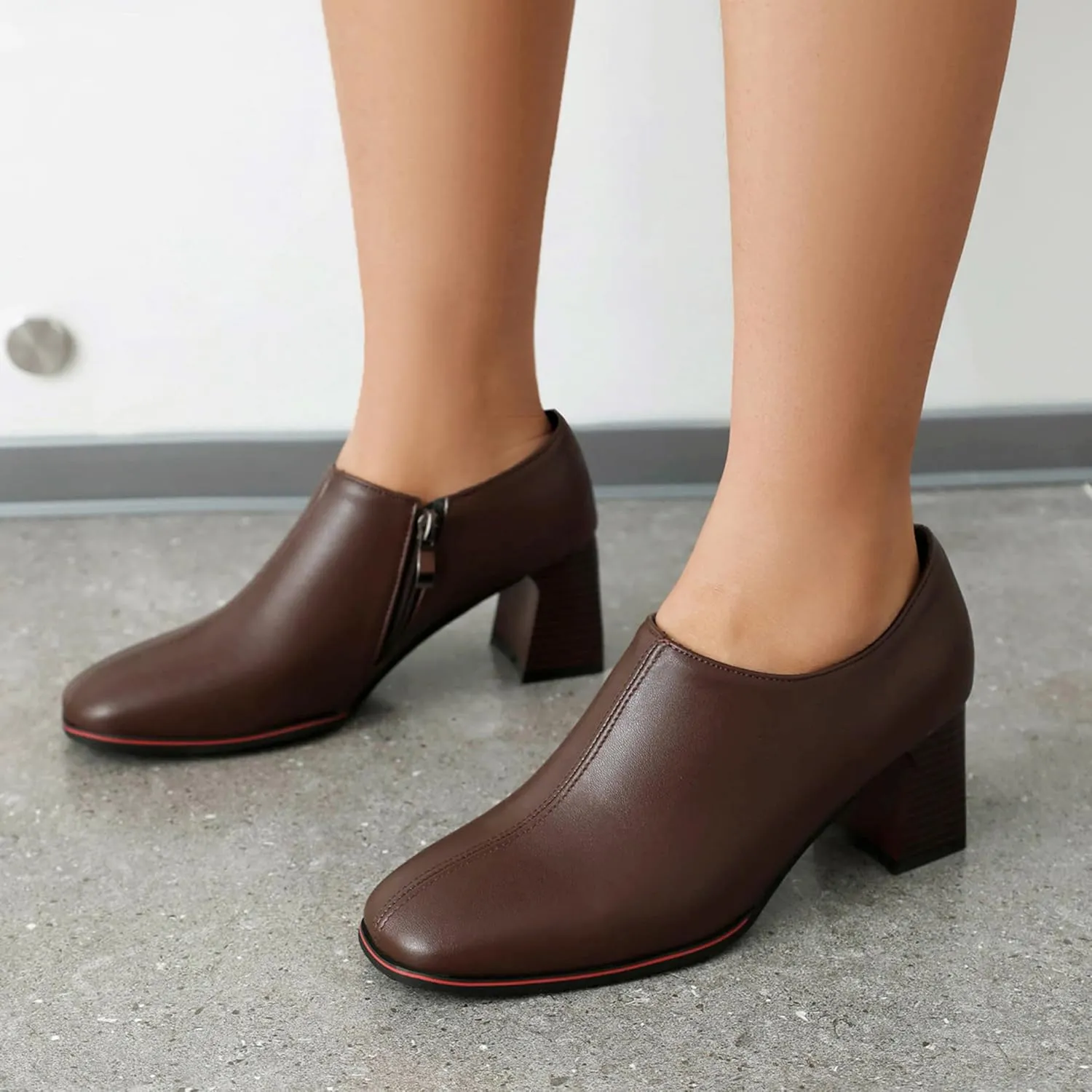 Classic Oxford Derby Women Square Toe Block Heel