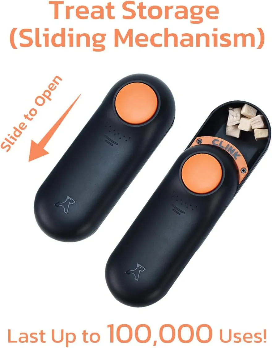 Clink Design Clicker Dog Trainer & Dog Treat Pouch Alternative Dual Use 2 in 1 Dog Clicker for Training - Durable, Light (2.36 oz), Easy to Clean & Handle, Fast to Fill, Innovative Design, Black