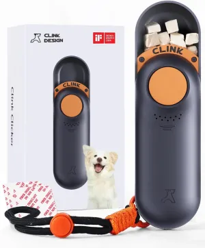 Clink Design Clicker Dog Trainer & Dog Treat Pouch Alternative Dual Use 2 in 1 Dog Clicker for Training - Durable, Light (2.36 oz), Easy to Clean & Handle, Fast to Fill, Innovative Design, Black