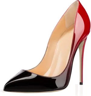 COLETER Women's Sexy Pointed Toe High Heels,4.72 inch/12cm Patent Leather Pumps,Wedding Dress Shoes,Cute Evening Stilettos