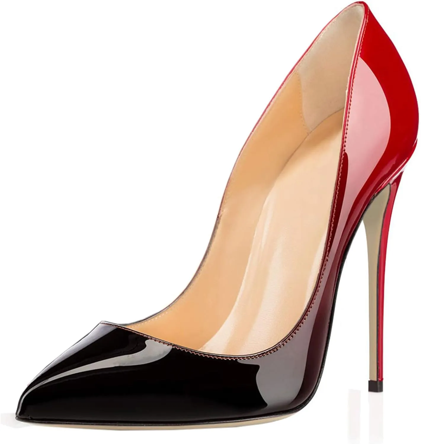 COLETER Women's Sexy Pointed Toe High Heels,4.72 inch/12cm Patent Leather Pumps,Wedding Dress Shoes,Cute Evening Stilettos
