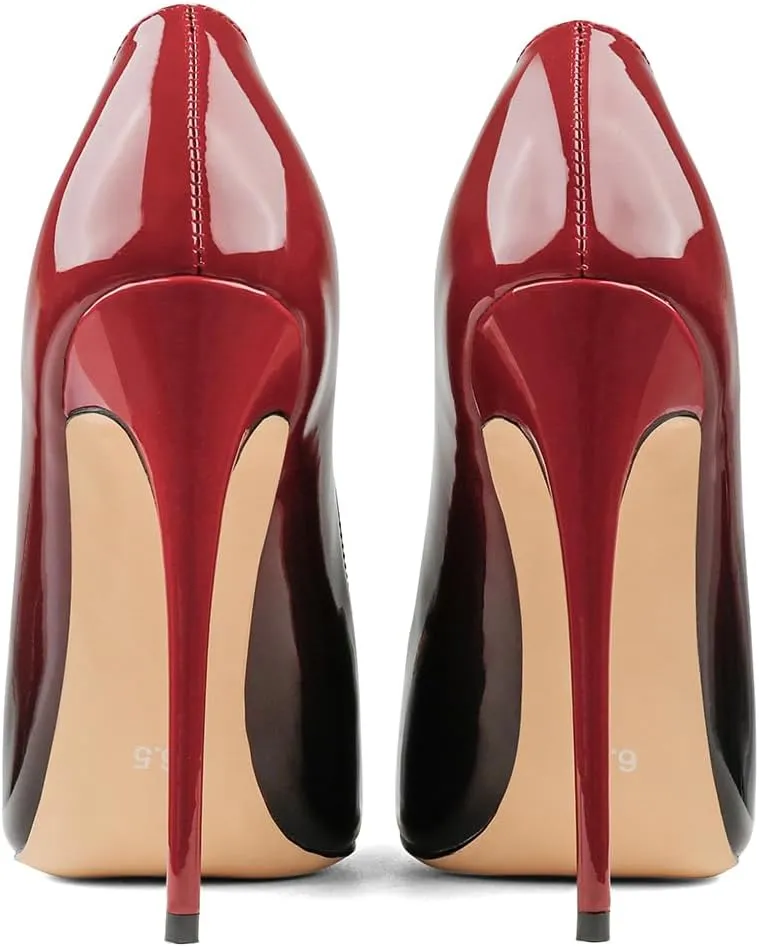 COLETER Women's Sexy Pointed Toe High Heels,4.72 inch/12cm Patent Leather Pumps,Wedding Dress Shoes,Cute Evening Stilettos