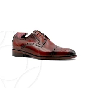 DOMINIC Premium Derby with Broguing, Crafted in Hand Patina Leather