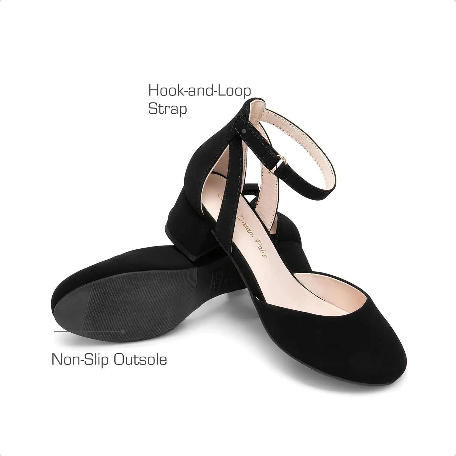 DREAM PAIRS Girls Dress Shoes Closed Toe High Heels Ankle Strap Toddler Little Big Kid Wedding Flower Party Pump