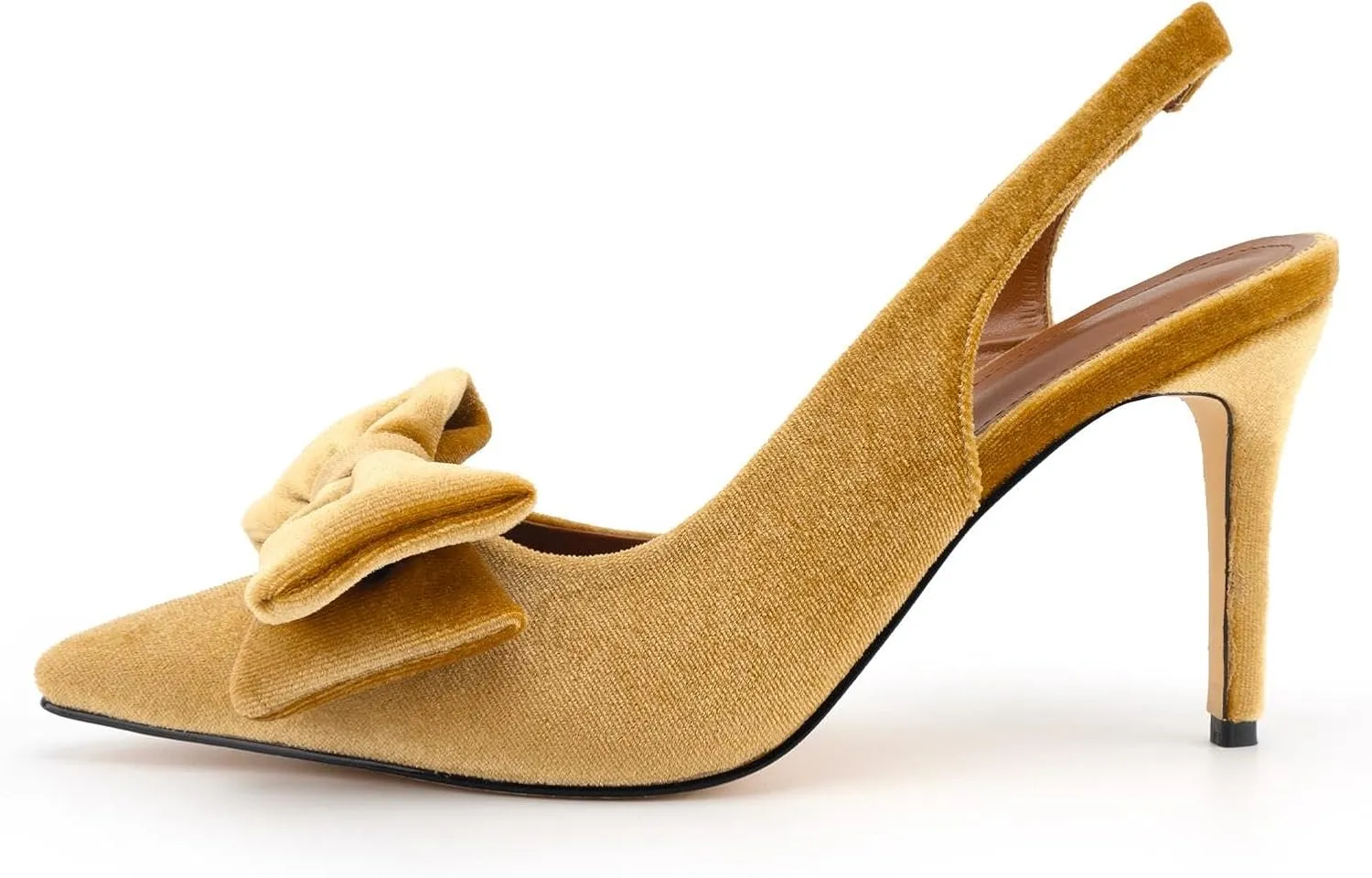 DREAMCIA Bow Slingback Kitten Heels Pumps Pointed Closed Toe Stiletto Heeled Sandals Bowknot Dress Wedding Party Shoes