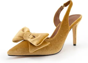DREAMCIA Bow Slingback Kitten Heels Pumps Pointed Closed Toe Stiletto Heeled Sandals Bowknot Dress Wedding Party Shoes