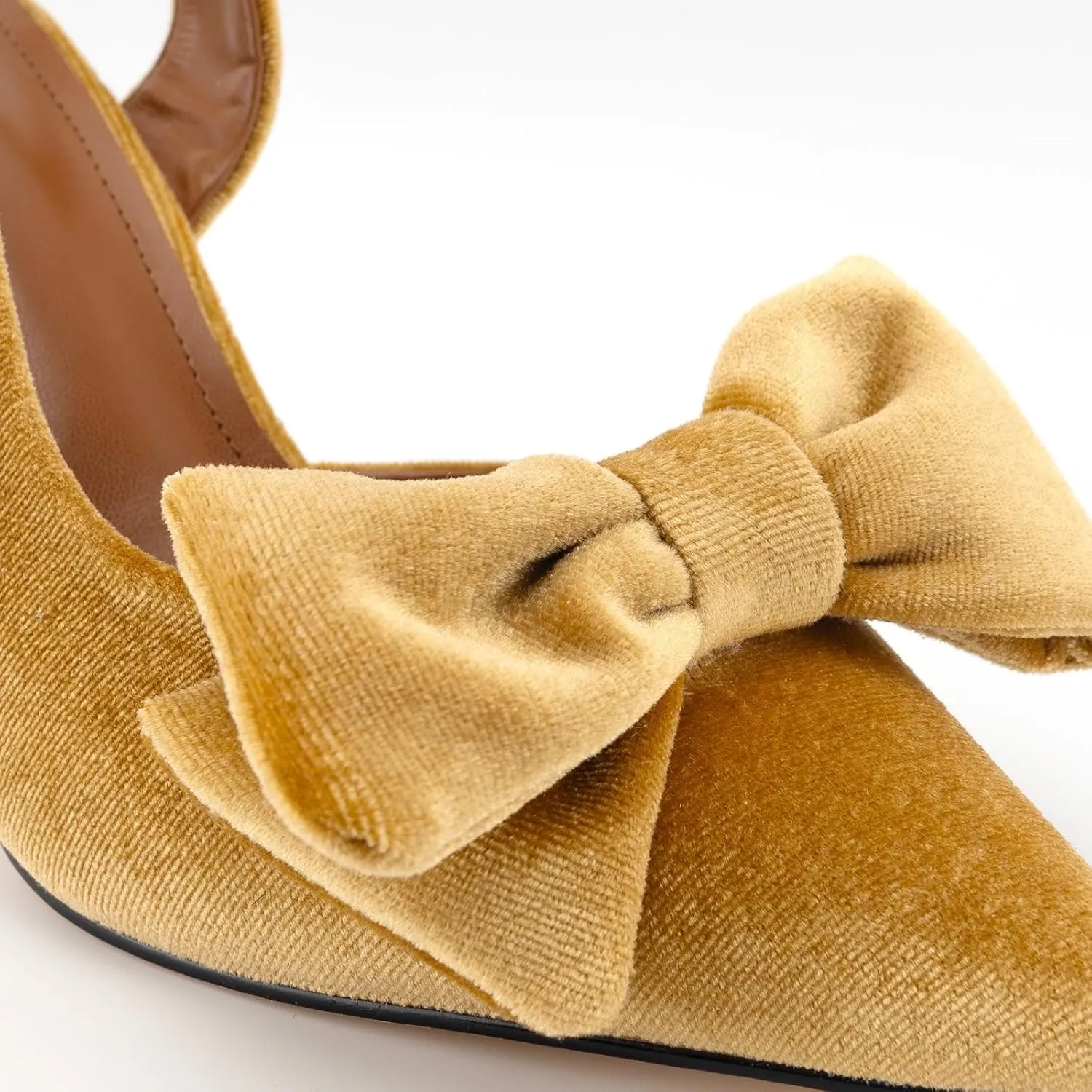 DREAMCIA Bow Slingback Kitten Heels Pumps Pointed Closed Toe Stiletto Heeled Sandals Bowknot Dress Wedding Party Shoes
