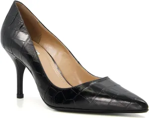 Dune London Women's Bold Pump, Black Croc Print Leather, 8