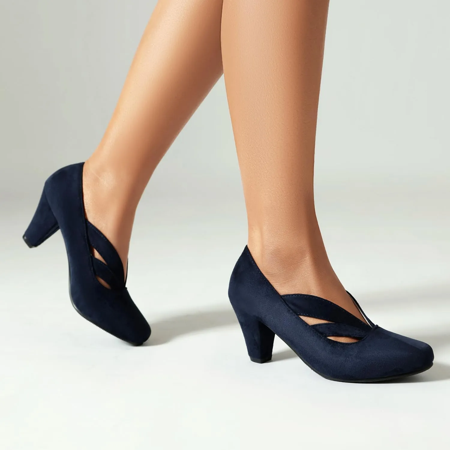 Elerhythm Women's Mary Jane Vintage Heels Gatsby 1920s Pumps Closed Round Toe 1950s Victorian Retro Shoes