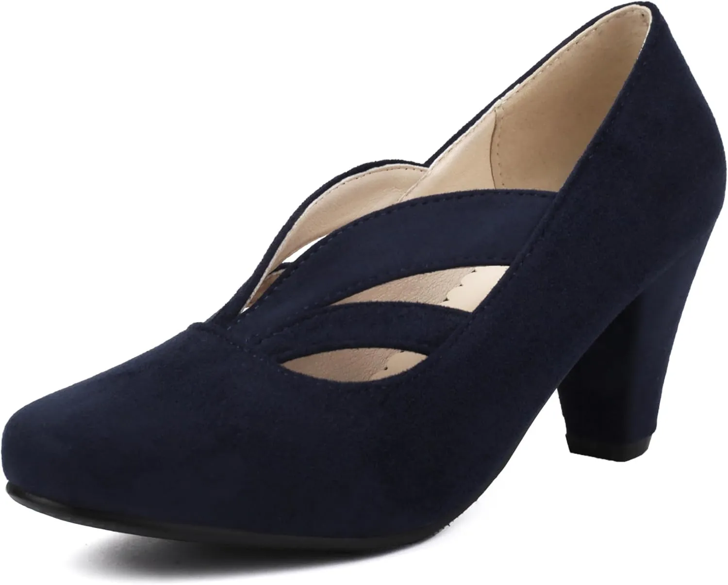 Elerhythm Women's Mary Jane Vintage Heels Gatsby 1920s Pumps Closed Round Toe 1950s Victorian Retro Shoes