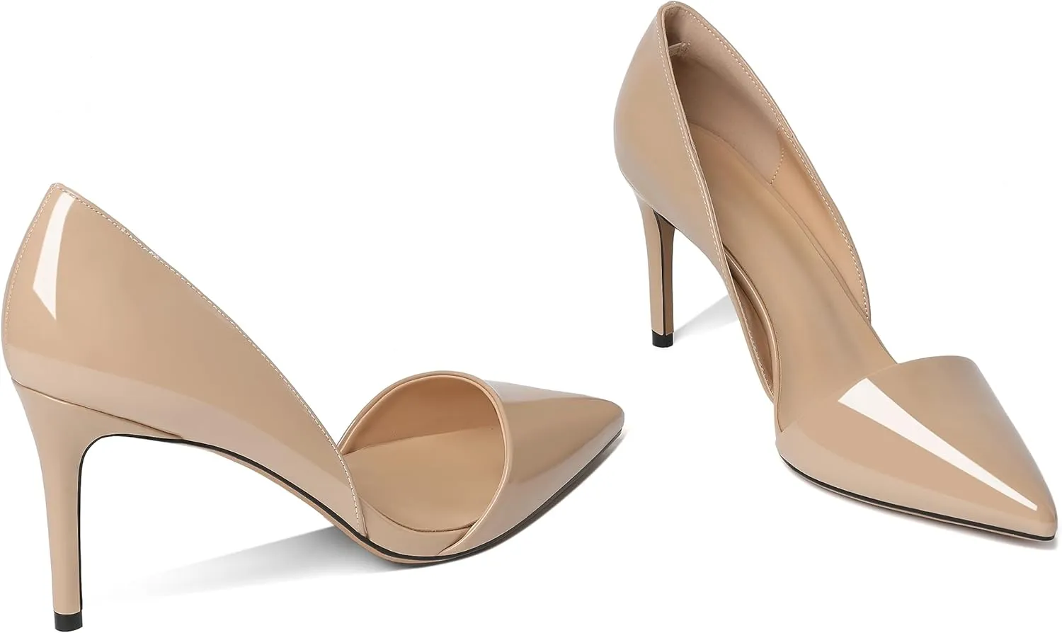 Esvowido High Heels for Women D'Orsay Stiletto Heeled Pumps Closed Pointed Toe Slip on Wedding Bridal Dress Shoes