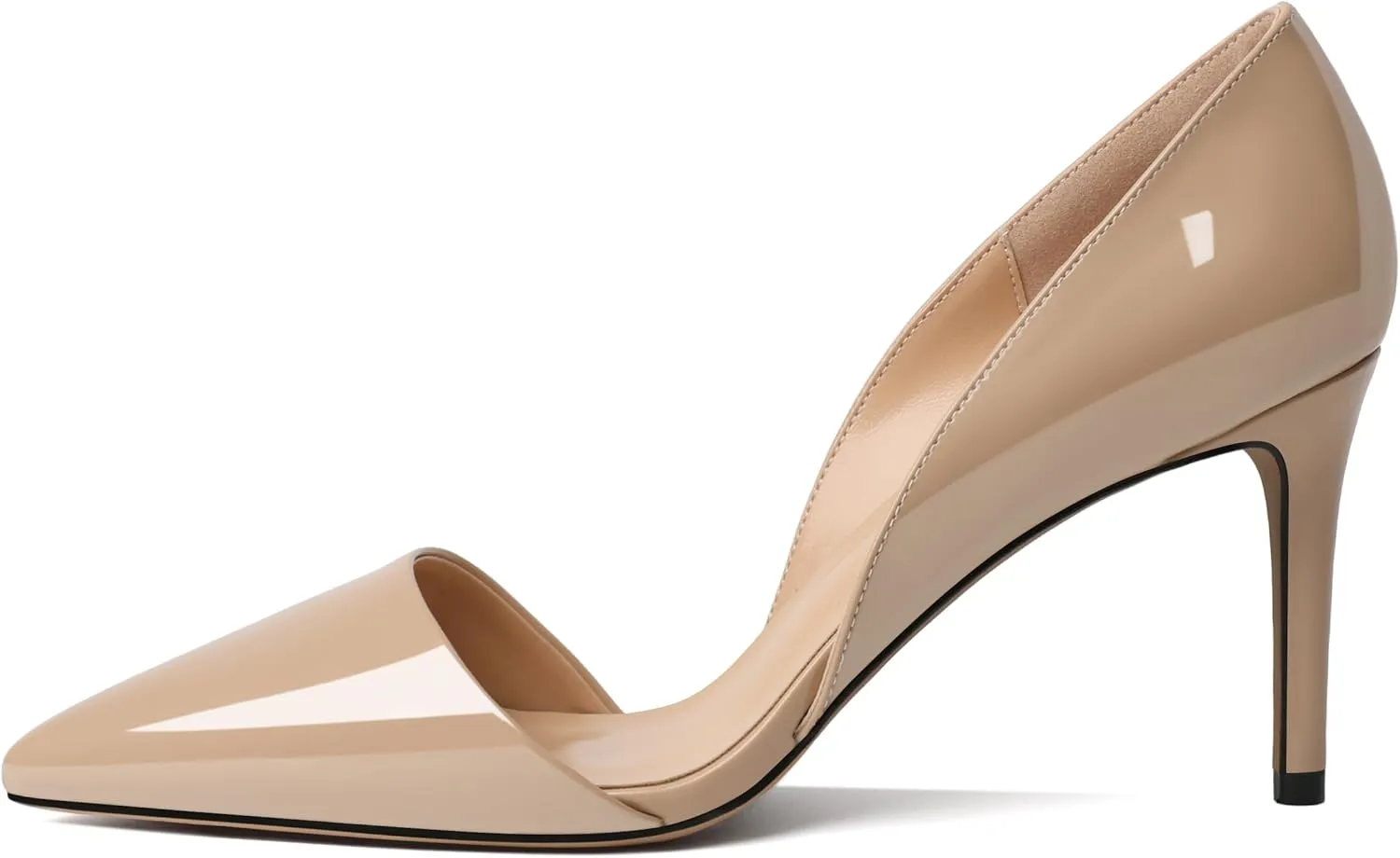 Esvowido High Heels for Women D'Orsay Stiletto Heeled Pumps Closed Pointed Toe Slip on Wedding Bridal Dress Shoes