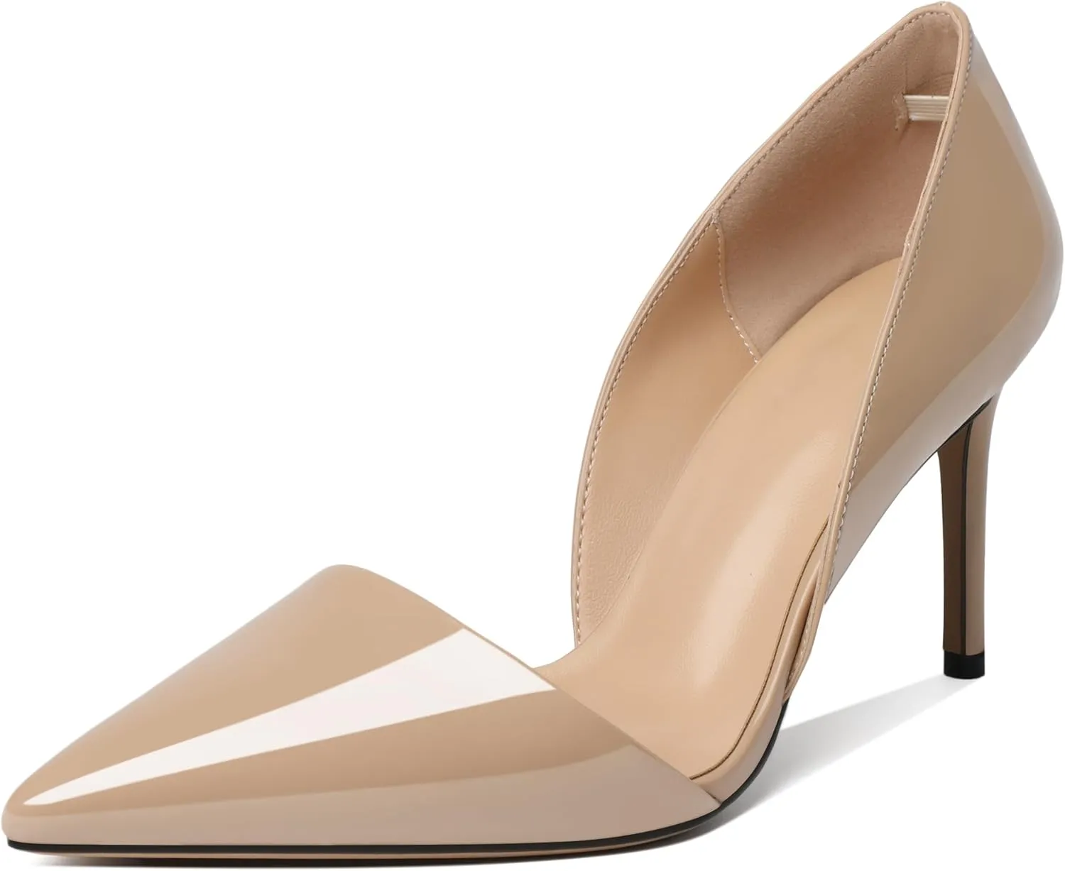 Esvowido High Heels for Women D'Orsay Stiletto Heeled Pumps Closed Pointed Toe Slip on Wedding Bridal Dress Shoes