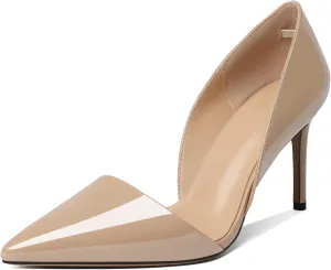 Esvowido High Heels for Women D'Orsay Stiletto Heeled Pumps Closed Pointed Toe Slip on Wedding Bridal Dress Shoes