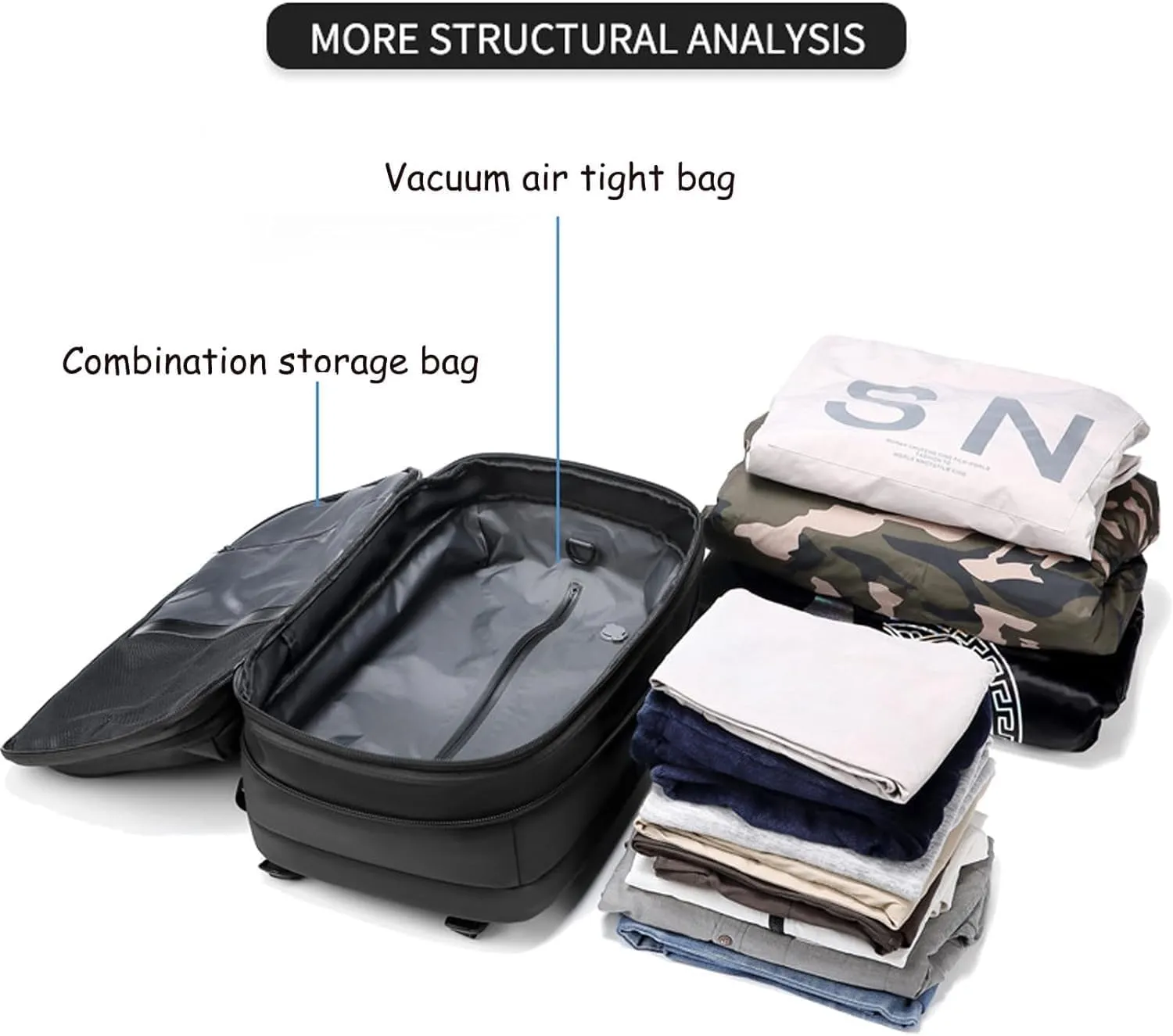 Ezyvac Backpack, Ezyvac Backpack with Vacuum Compression, 2025 Upgraded 60l Expandable Bag with Vacuum Compression (Advanced-Gray)